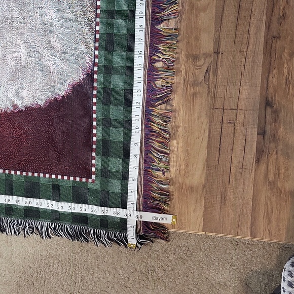 AMERICAN WEAVERS Red Green Christmas Santa & Toys Holiday Blanket Throw - Picture 6 of 8